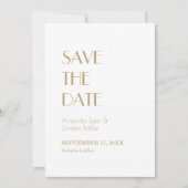 Minimalistisch Goud Modern Deco Bruiloft Save The  Date (Voorkant)