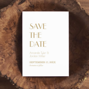 Minimalistisch Goud Modern Deco Bruiloft Save The  Date