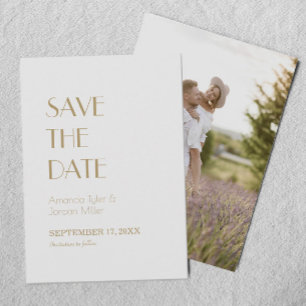 Minimalistisch Goud Modern Deco Bruiloft Terug Fot Save The Date