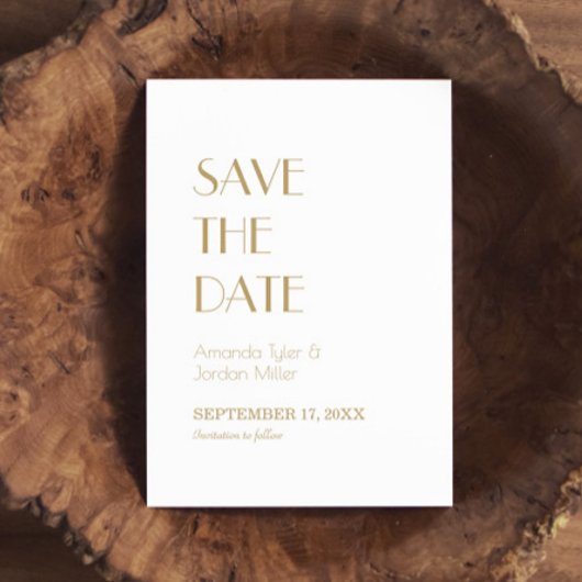 Minimalistisch Goud Modern Deco Bruiloft Terug Fot Save The Date