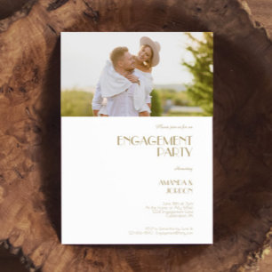 Minimalistisch Goud Modern Deco Engagement Party F Kaart