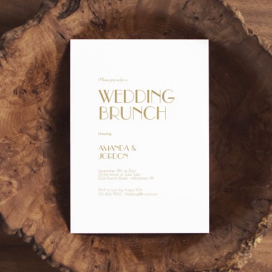 Minimalistisch Goud Moderne Art Deco Bruiloft Brun Kaart