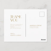 Minimalistisch Goud Moderne Art Deco Bruiloft Dank Briefkaart (Achterkant)