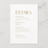 Minimalistisch Goud Moderne Art Deco Bruiloft Deta Informatiekaartje (Voorkant)