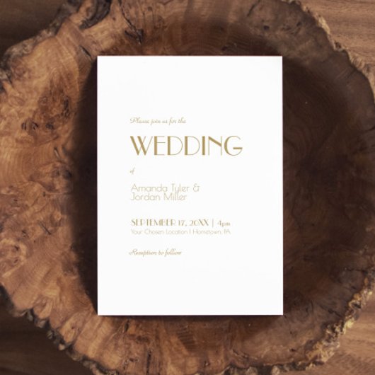 Minimalistisch Goud Moderne Art Deco Bruiloft Kaart