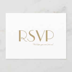 Minimalistisch Goud Moderne Art Deco Bruiloft RSVP Uitnodiging Briefkaart