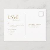 Minimalistisch Goud Moderne Art Deco Bruiloft RSVP Uitnodiging Briefkaart (Achterkant)