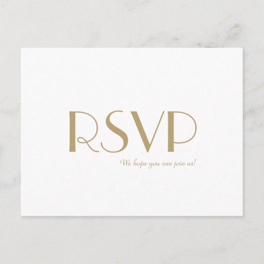 Minimalistisch Goud Moderne Art Deco Bruiloft RSVP Uitnodiging Briefkaart (Voorkant)