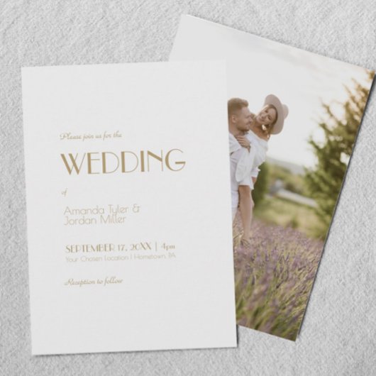 Minimalistisch Goud Moderne Art Deco Foto Bruiloft Kaart