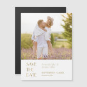 Minimalistisch Goud Moderne Art Deco Foto Opslagda Magnetische Uitnodiging (Voorkant / Achterkant)