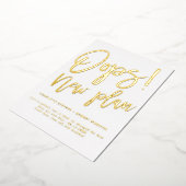 Minimalistisch goud nieuw plan bruiloft verandert  folie uitnodiging (Gedraaid)