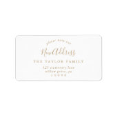 Minimalistisch goud noteer ons nieuwe adres etiket (Voorkant)
