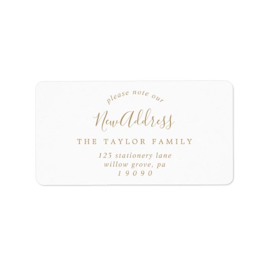 Minimalistisch goud noteer ons nieuwe adres etiket (Voorkant)