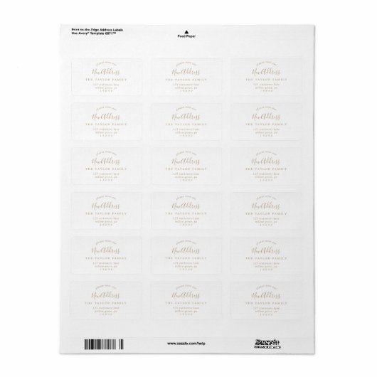 Minimalistisch goud noteer ons nieuwe adres etiket (Full Sheet)