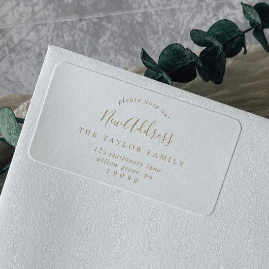 Minimalistisch goud noteer ons nieuwe adres etiket