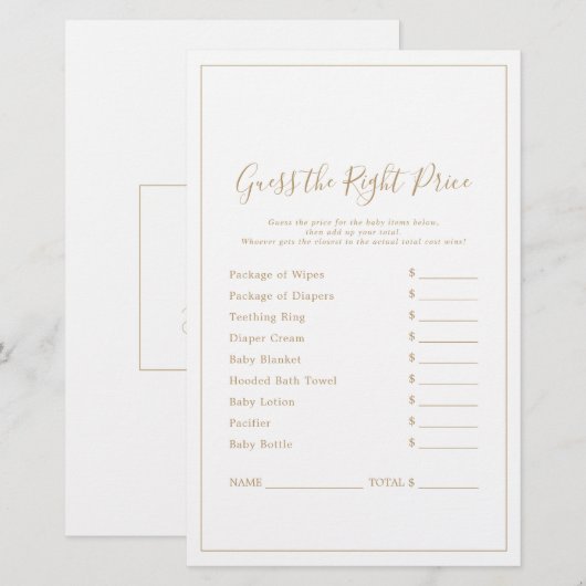 Minimalistisch goud raad het juiste prijsspel (Voorkant / Achterkant)