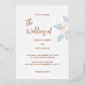 Minimalistisch goud/roos gouden Folie Weddenschap Folie Uitnodiging (Voorkant)