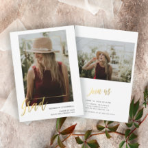 Minimalistisch goud schrift 2 foto afstuderen