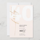 Minimalistisch Goud Script 40e Verjaardagsfeest Kaart (Voorkant)