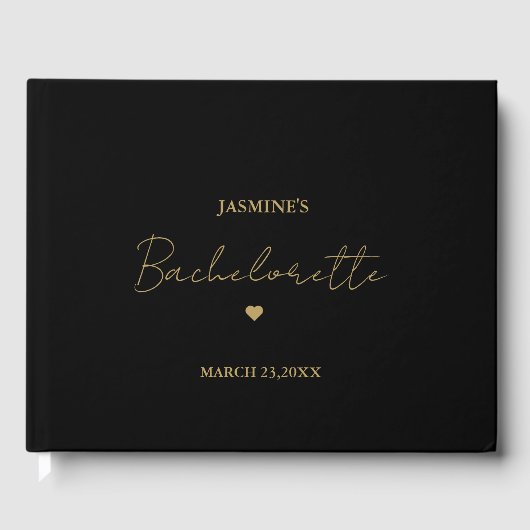 Minimalistisch Goud Script Bachelorette Party Gastenboek (Voorkant)