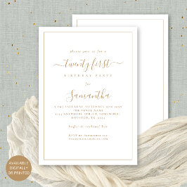 Minimalistisch Goud Script Border 21e Verjaardagsf Kaart