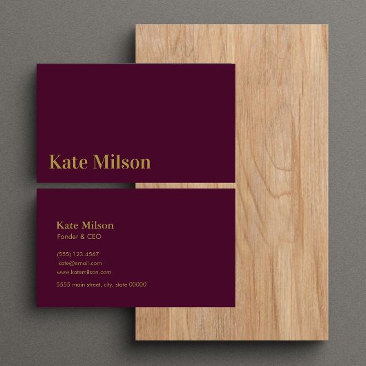 Minimalistisch Goud Script & Bourgondië Profession Visitekaartje