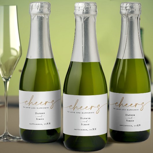 Minimalistisch Goud Script ELLE Mini Mousserende W Sparkling Wijnetiket