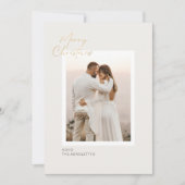 Minimalistisch Goud Script Single Photo Christmas- Kaart (Voorkant)