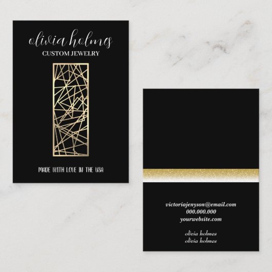 Minimalistisch goud, sieraden Visitekaartje (Voorkant / Achterkant)