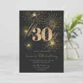 Minimalistisch Goud Vuurwerk 30e verjaardagsfeestj Kaart (Staand voorkant)