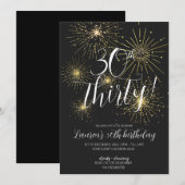 Minimalistisch Goud Vuurwerk 30e verjaardagsfeestj Kaart (Voorkant / Achterkant)