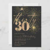 Minimalistisch Goud Vuurwerk 30e verjaardagsfeestj Kaart (Voorkant)