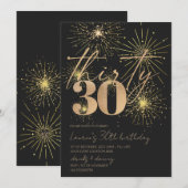Minimalistisch Goud Vuurwerk 30e verjaardagsfeestj Kaart (Voorkant / Achterkant)