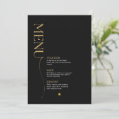 Minimalistisch Goud, Wit en Zwart Kerstmenu Kaart (Staand voorkant)