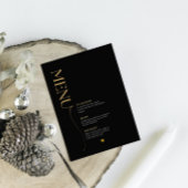 Minimalistisch Goud, Wit en Zwart Kerstmenu Kaart