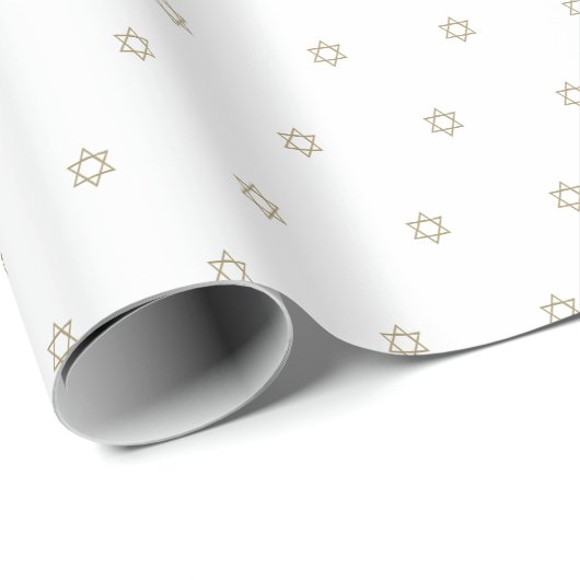 Minimalistisch goud wit Magen David patroon elegan Cadeaupapier (Rol Hoek)
