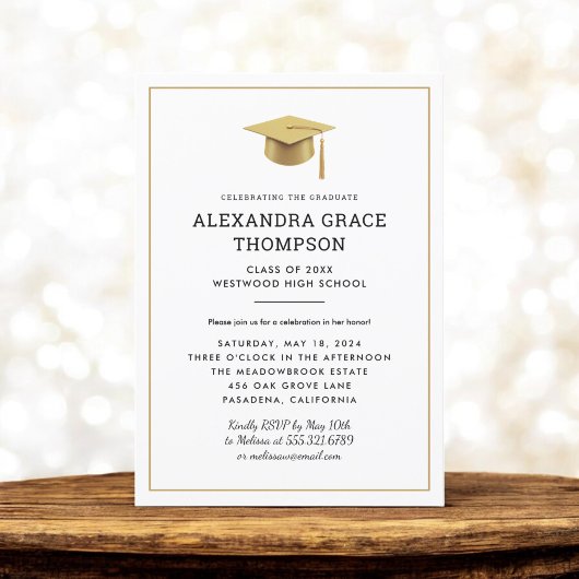 Minimalistisch Goud Wit Modern Afstuderen Kaart