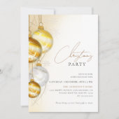 Minimalistisch Goud Wit Ornamenten Kerstfeest Kaart (Voorkant)