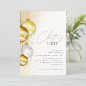 Minimalistisch Goud Wit Ornamenten Kerstfeest Kaart (Staand voorkant)