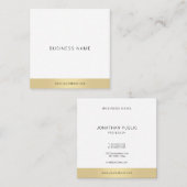 Minimalistisch Goud Wit Professioneel Elegant Plai Vierkante Visitekaartje (Voorkant / Achterkant)