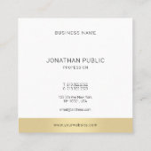 Minimalistisch Goud Wit Professioneel Elegant Plai Vierkante Visitekaartje (Achterkant)