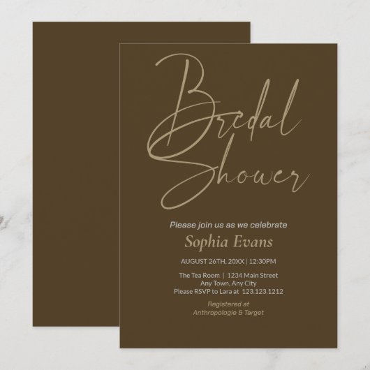 Minimalistisch goud zilver koffie bruin Vrijgezell Kaart (Voorkant / Achterkant)