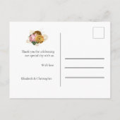 Minimalistisch goud zwart bloemenbruiloft dank u briefkaart (Achterkant)