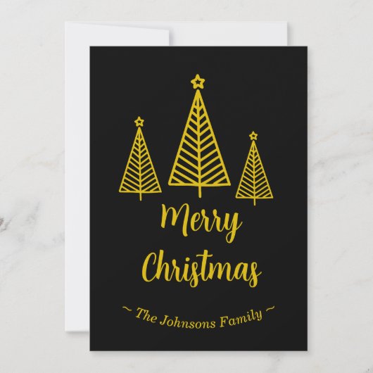 Minimalistisch goud zwart vrolijk kerstfeest kaart (Voorkant)