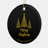Minimalistisch Goud Zwart Vrolijk Kerstfeest Keramisch Ornament (Links)