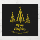 Minimalistisch Goud Zwart Vrolijk Kerstfeest Sparkling Wijnetiket (Enkel label)