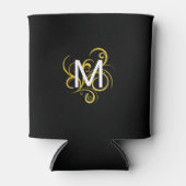 Minimalistisch goud zwart-wit monogram blikjeskoeler (Voorkant)