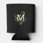Minimalistisch goud zwart-wit monogram blikjeskoeler (Achterkant)