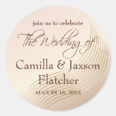 Minimalistisch goudbeige zilverhuwelijk ronde sticker (Voorkant)