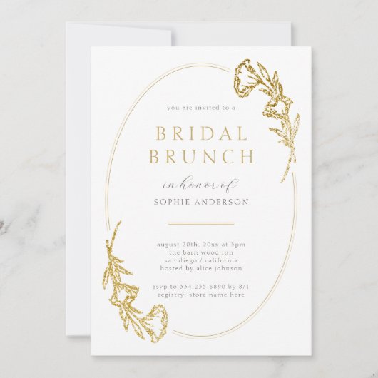 Minimalistisch goudbraal Vrijgezellenfeest Brunch Kaart (Voorkant)